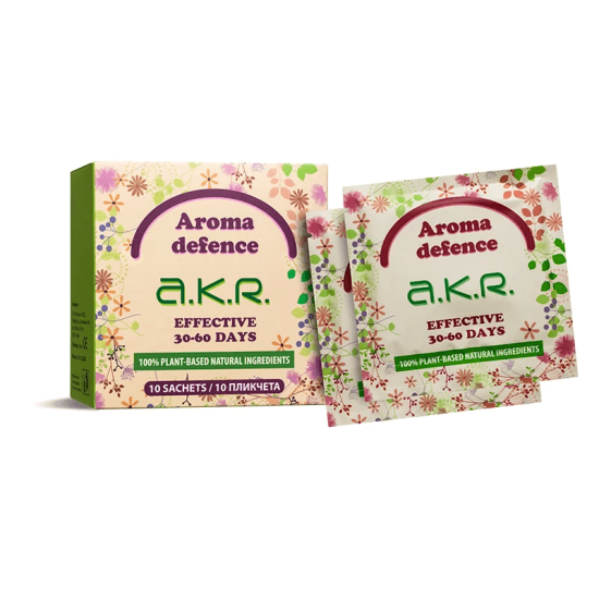 Билков ароматизатор против акари Aroma Defence А.К.Р. 10 броя филтърни торбички с аромат на лимонов евкалипт, цитронела, евкалипт, карамфил, лавандула, мента и чаено дърво