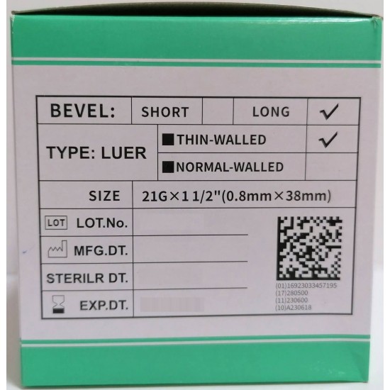 Игли 21 G / 0.8mm x 38mm 1/2 стерилни 100 бр