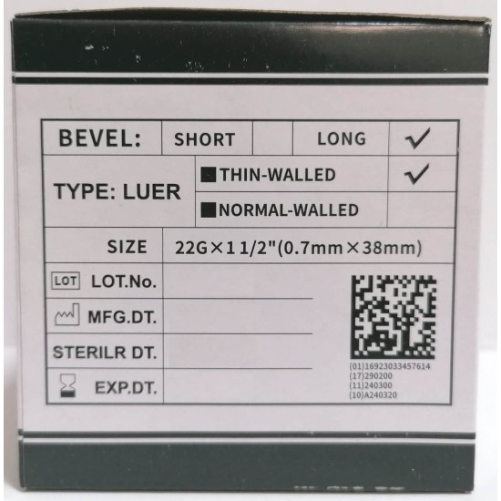 Игли 22 G / 0.7mm x 38mm 1/2 стерилни 100 бр