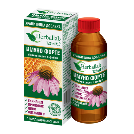 Сироп с ехинацея, прополис и цинк Имуно Форте 125 мл, Хербаллаб