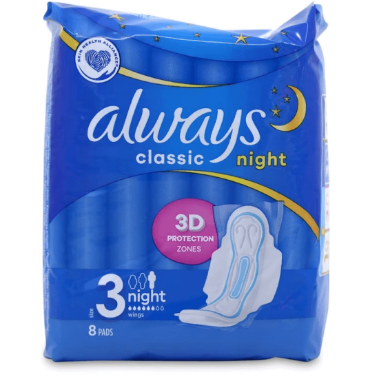 Дамски превръзки ALWAYS CLASSIC 3D PROTECTION 1 NIGHT 8бр