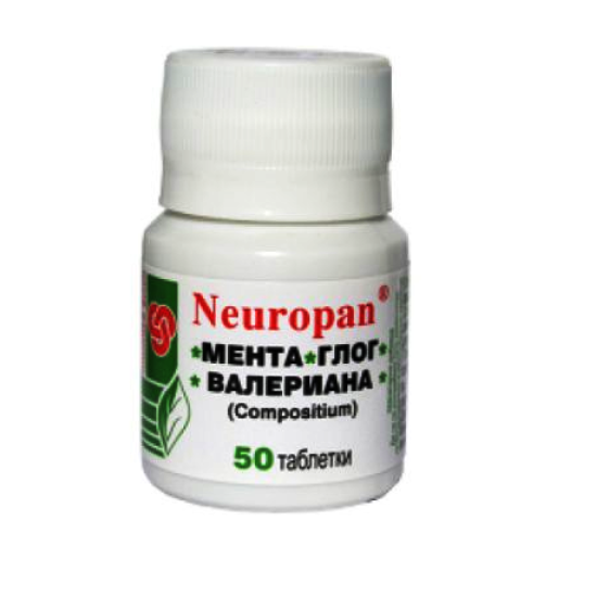 Мента, Глог, Валериана 50 таблетки, Панацея 2001