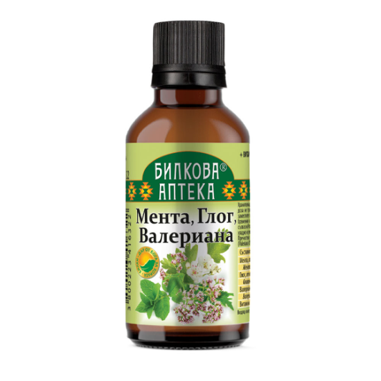 Тинктура Мента, Глог и Валериана 50мл, Биохерба
