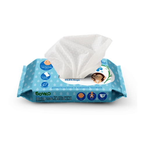 Влажни кърпички за лице и тяло 99,6% вода 64 бр - БОЧКО / ЛАВЕНА