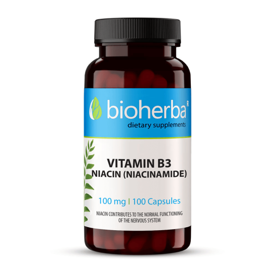 ВИТАМИН В3 (НИАЦИН)/ VITAMIN B3 (NIACIN), 100 капсули, 100 мг, Биохерба