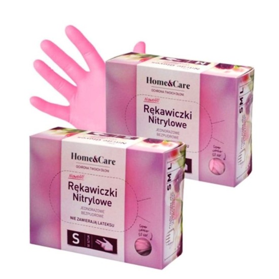 Нитрилни ръкавици размер S розови 50 бр в кутия
