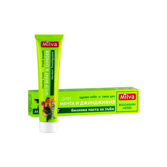 Билкова паста за зъби Дива мента и джинджифил 75мл - МИЛВА 