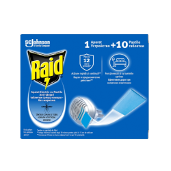 RAID Изпарител срещу летящи насекоми с ламинирани таблетки 1 ИЗПАРИТЕЛ + 10 ТАБЛЕТКИ - SC Johnson