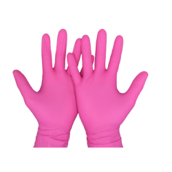 Нитрилни ръкавици размер L розови 100 бр в кутия
