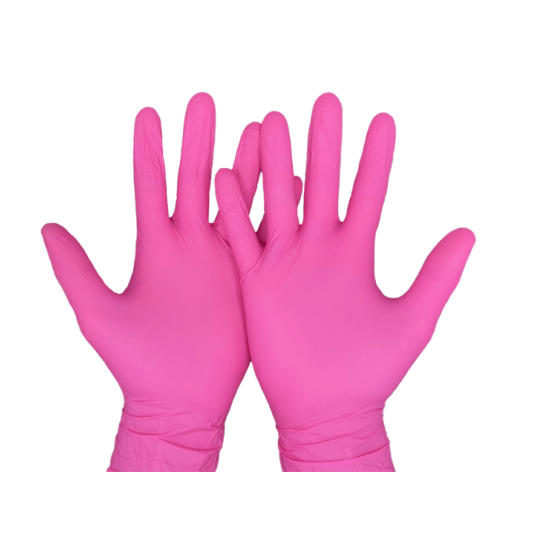 Нитрилни ръкавици размер М розови 100 бр в кутия