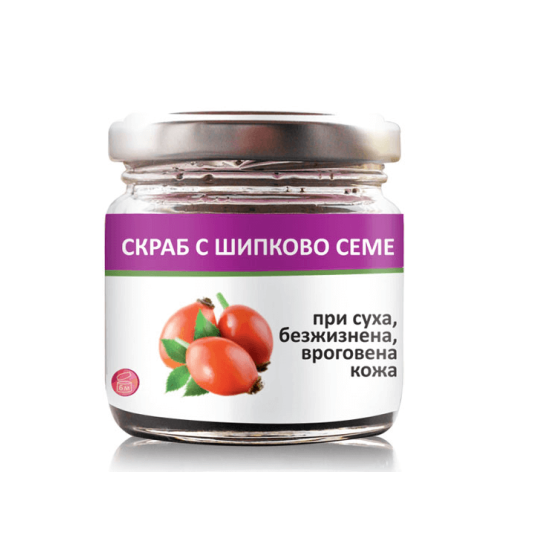Скраб за лице и тяло с фино смляно Шипково семе 100 мл, Биохерба 