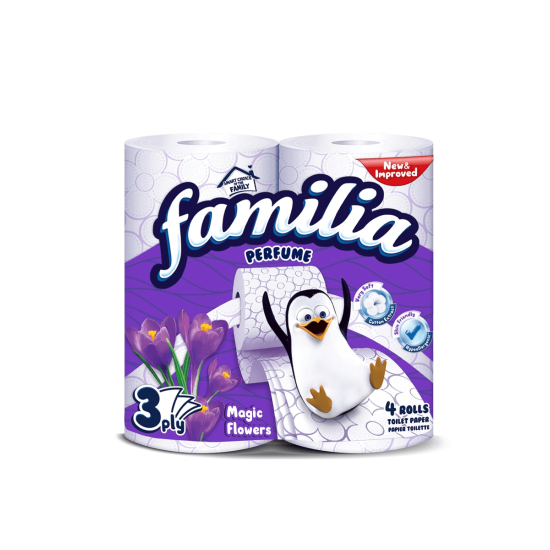 Трипластова тоалетна хартия Familia 4 ролки