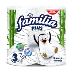 Трипластова тоалетна хартия Familia 4 ролки