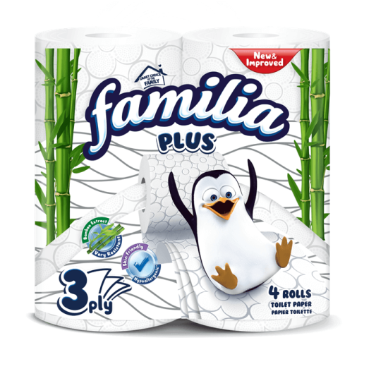 Трипластова тоалетна хартия Familia 4 ролки