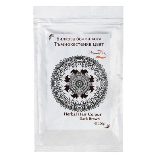 Билкова боя за коса - тъмнокестеняв цвят 100гр - HennaFox