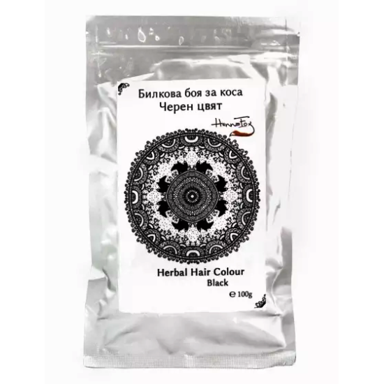 Билкова боя за коса - черен цвят 100 гр - HennaFox