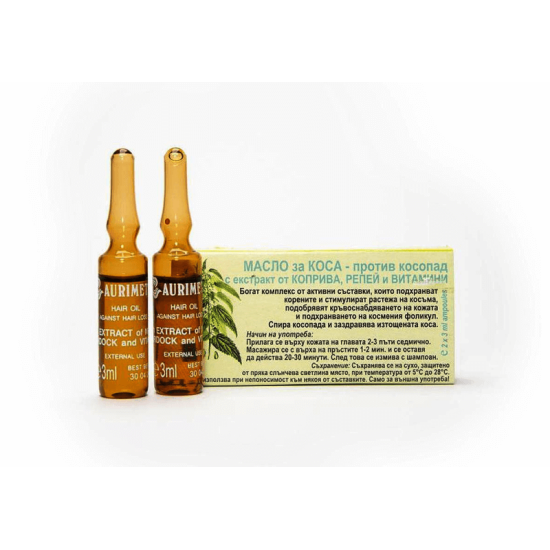 Масло за коса против косопад с репей и коприва 2 бр ампули 3мл - Ауриметрия
