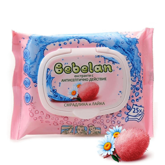 Бебешки мокри кърпи с смрадлика и лайка 24 бр - Бебелан