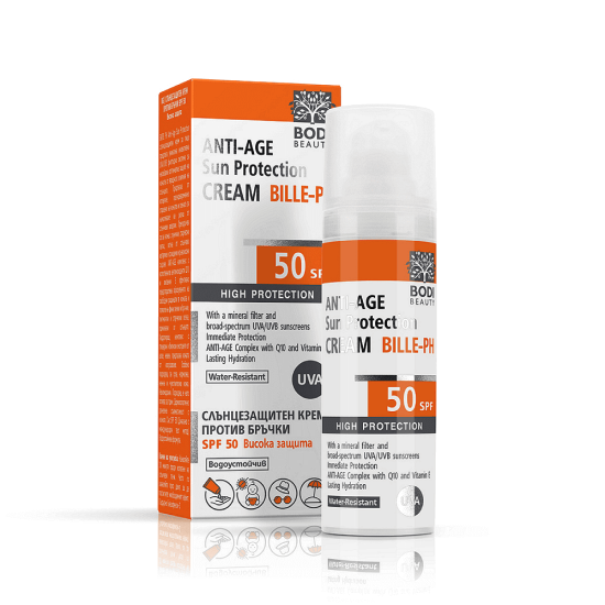 Слънцезащитен крем против бръчки SPF 50 много висока защита 30 мл - БодиБюти