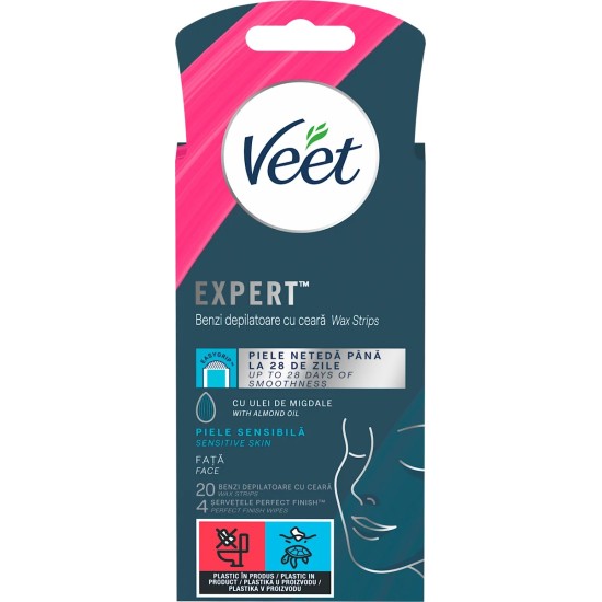 Депилиращи ленти за лице Veet Expert, 20 бр. 