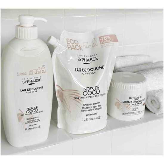 Душ крем с индонезийски кокос 1000 мл, BYPHASSE