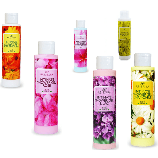 Интимен душ гел видове  - Лайка, Невен, Люляк, Витамини А+Е, Роза, Акация 125 мл - Христина