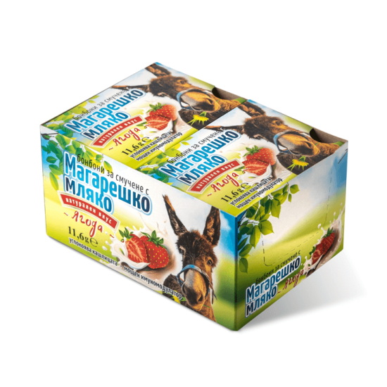 БОНБОНИ ЗА СМУЧЕНЕ С МАГАРЕШКО МЛЯКО С ВКУС НА ЯГОДА 6 БРОЯ - АЛПИ