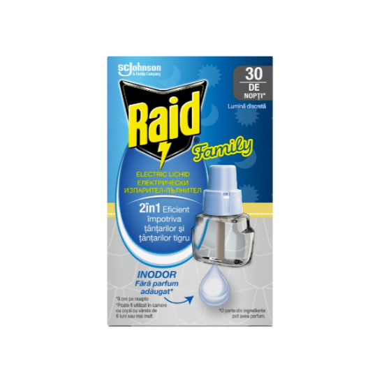 RAID електрически пълнител Фамилия срещу летящи, инсектицид, 21 мл - SC Johnson