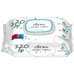Свежи мокри кърпи с алое или лайка 120 бр - Бебелан