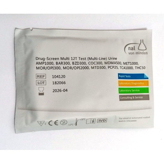 Drug-Screen® 12Т Test единичен/многокомпонентен касетъчен тест за урина - Nal von minden