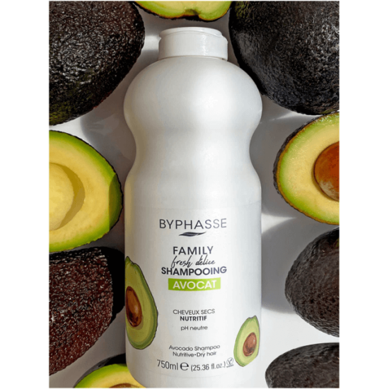 ШАМПОАН С ЕКСТРАКТ ОТ АВОКАДО ЗА СУХА И УВРЕДЕНА КОСА 750 мл. BYPHASSE