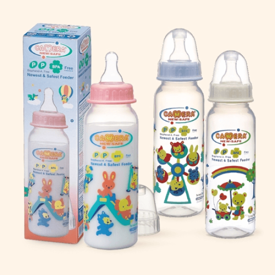 Шише за хранене Цветно 240 мл - Camera